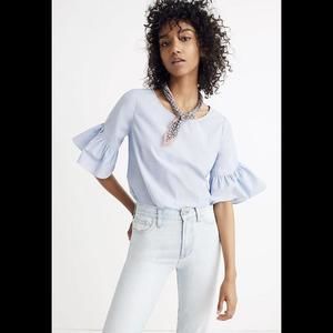 Madewell Womens Blue Bell Sleeve Blouse M
